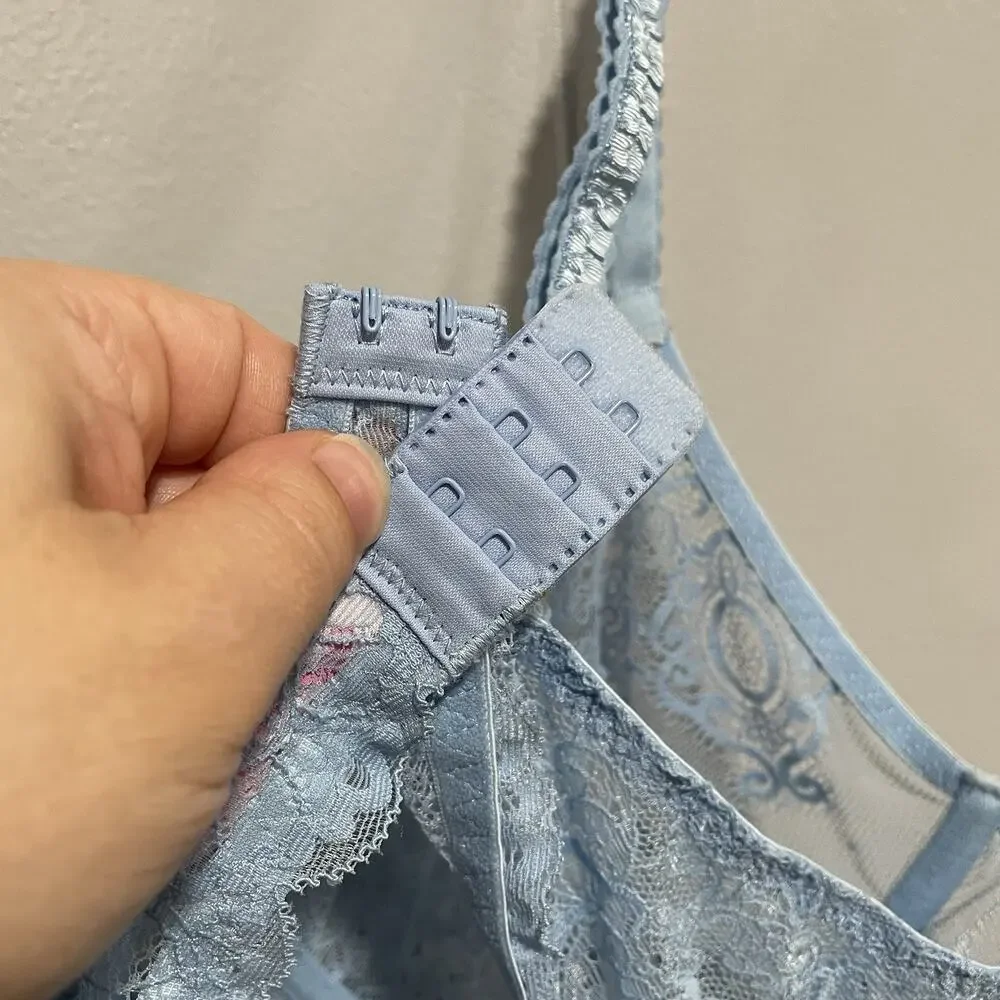 Voight by Valentina Made in Heaven Angelic Bra Bustier Garter Lingerie XL Blue